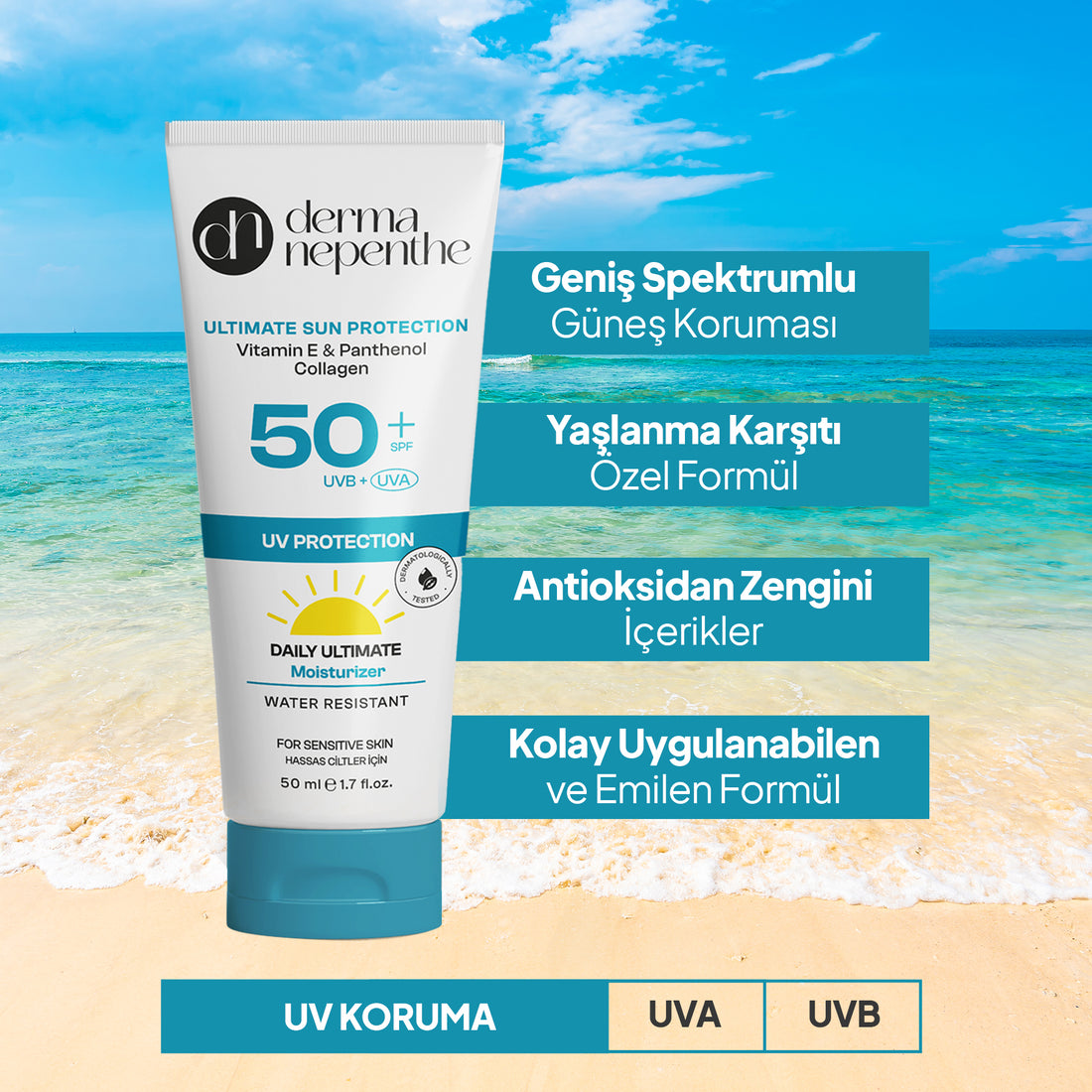 50 Spf Yüksek Koruyucu Güneş Kremi 50 ml - Tahriş Önleyici, Nemlendirici - Hassas Ciltler Için